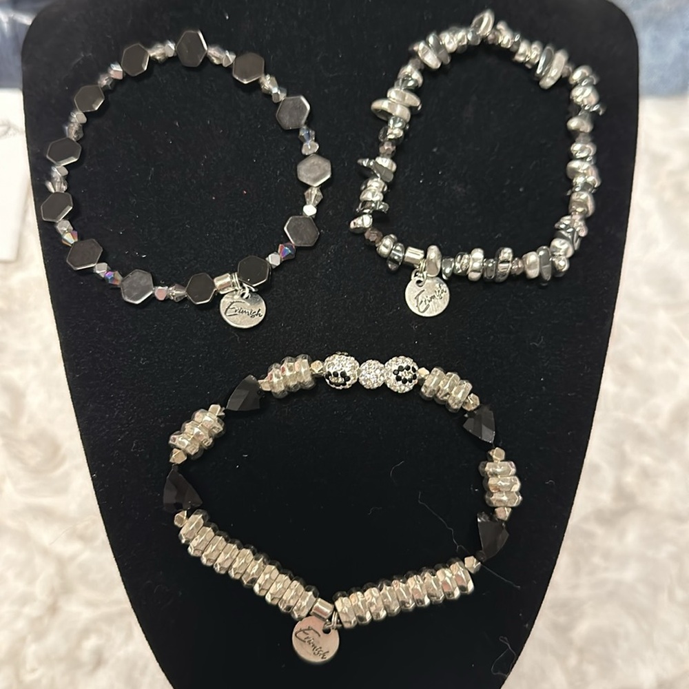 Set of 3 Black and Silver Erimish Bracelets - Picture 2 of 2